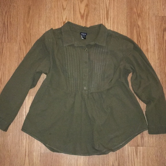 torrid Tops - Torrid Olive Green Long Sleeve Peasant Blouse